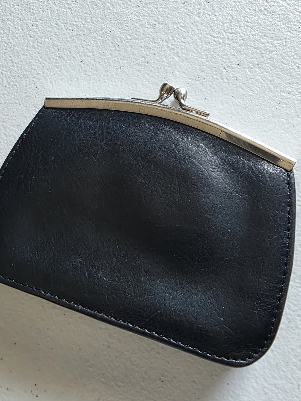 Vintage 80's LOYAL WEST Leather Kiss-Lock Coin Pouch - Black